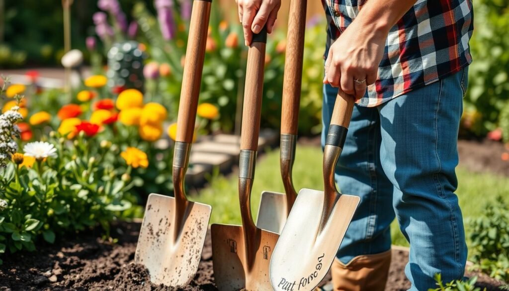 Different types of garden shovels being used for various tasks - guide to selecting the Best Shovels on Amazon
